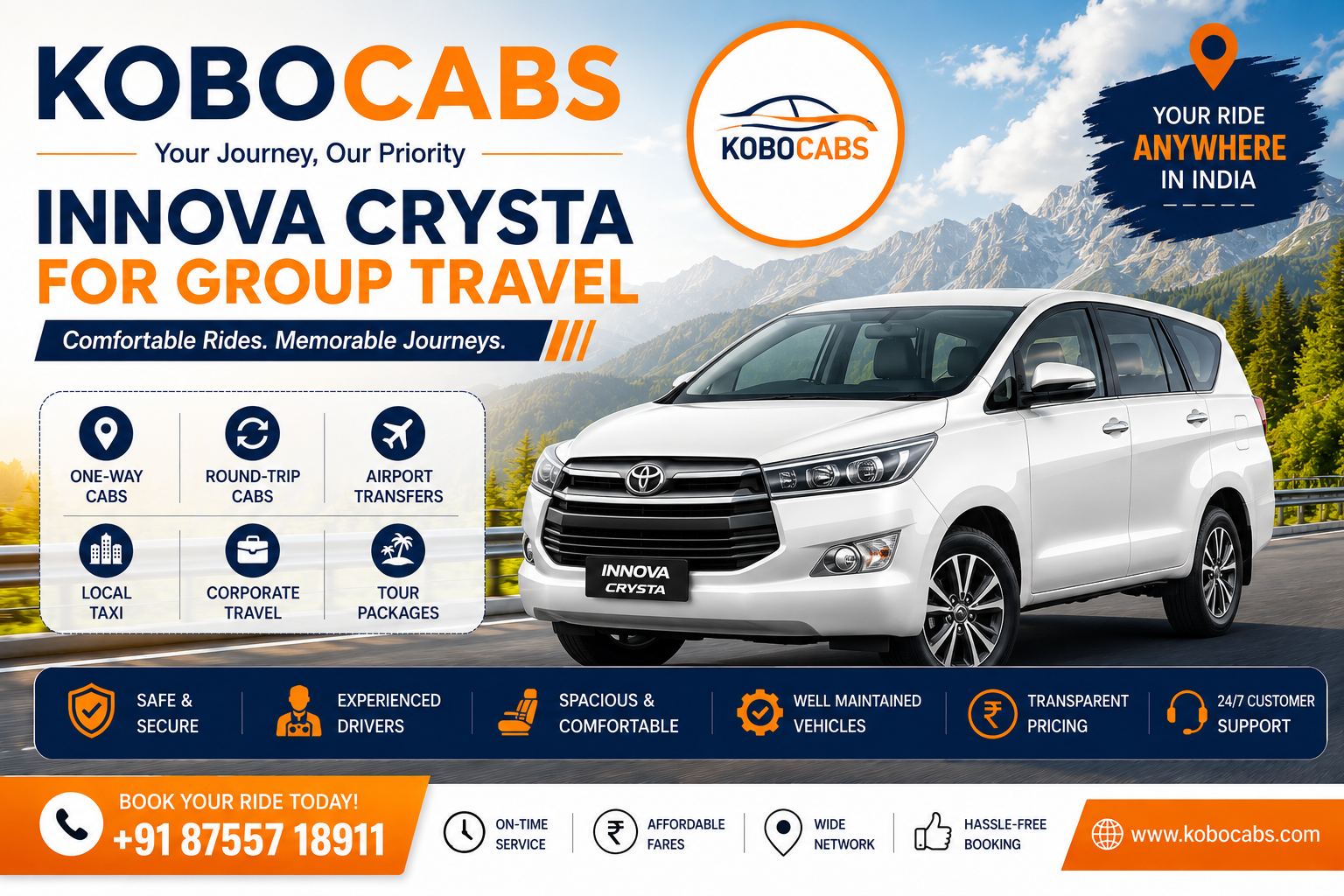 Innova Crysta Taxi Booking